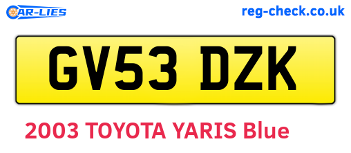 GV53DZK are the vehicle registration plates.