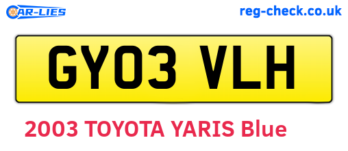 GY03VLH are the vehicle registration plates.
