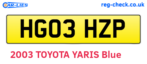 HG03HZP are the vehicle registration plates.