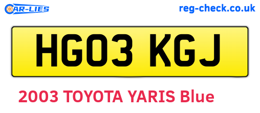 HG03KGJ are the vehicle registration plates.
