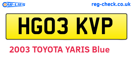 HG03KVP are the vehicle registration plates.