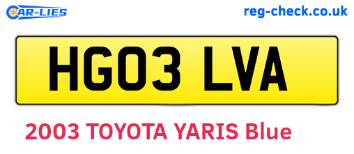 HG03LVA are the vehicle registration plates.