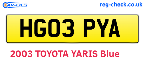 HG03PYA are the vehicle registration plates.