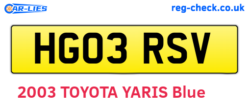 HG03RSV are the vehicle registration plates.
