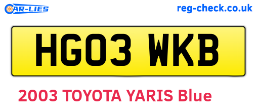 HG03WKB are the vehicle registration plates.