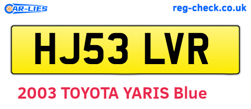 HJ53LVR are the vehicle registration plates.