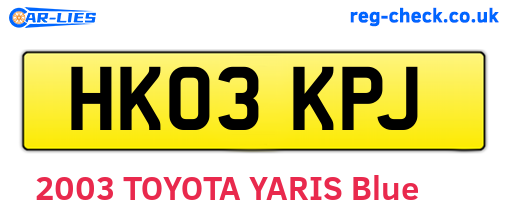 HK03KPJ are the vehicle registration plates.