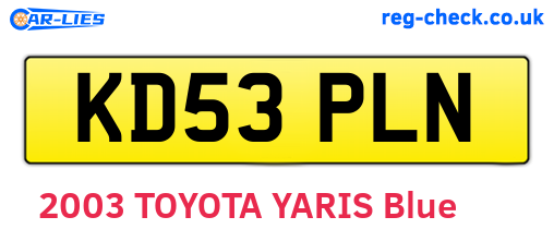 KD53PLN are the vehicle registration plates.