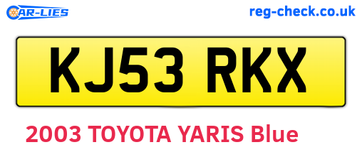 KJ53RKX are the vehicle registration plates.