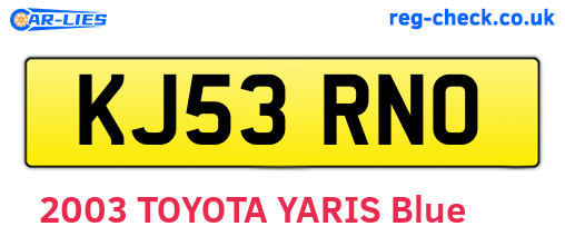 KJ53RNO are the vehicle registration plates.