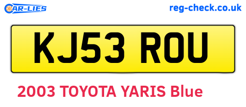 KJ53ROU are the vehicle registration plates.
