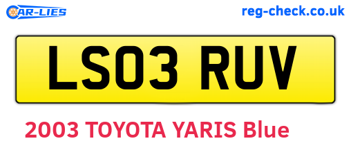 LS03RUV are the vehicle registration plates.