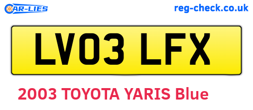 LV03LFX are the vehicle registration plates.