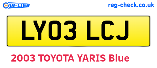 LY03LCJ are the vehicle registration plates.