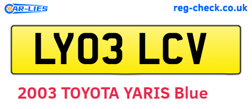 LY03LCV are the vehicle registration plates.