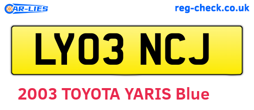 LY03NCJ are the vehicle registration plates.