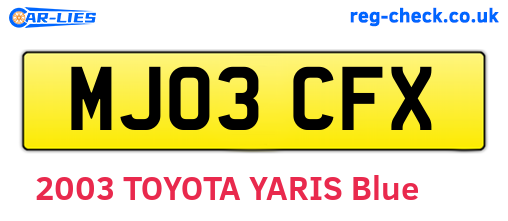 MJ03CFX are the vehicle registration plates.