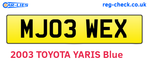 MJ03WEX are the vehicle registration plates.