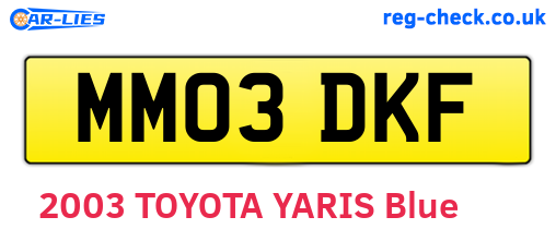 MM03DKF are the vehicle registration plates.
