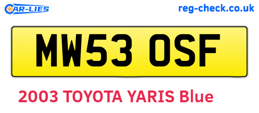 MW53OSF are the vehicle registration plates.