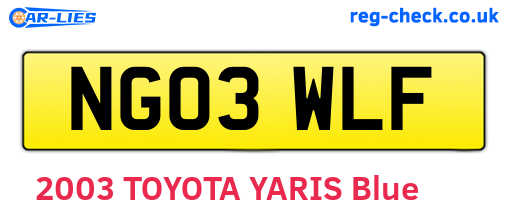 NG03WLF are the vehicle registration plates.