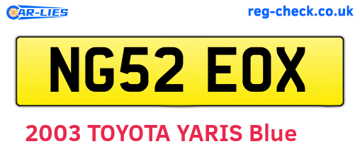 NG52EOX are the vehicle registration plates.