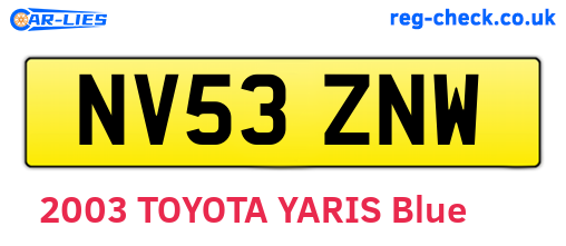 NV53ZNW are the vehicle registration plates.