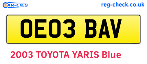 OE03BAV are the vehicle registration plates.