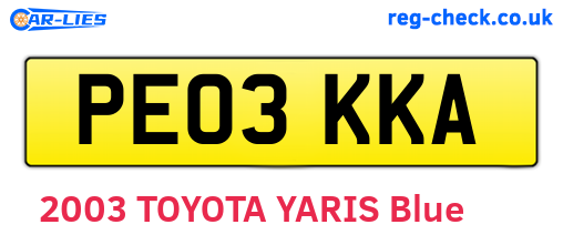 PE03KKA are the vehicle registration plates.