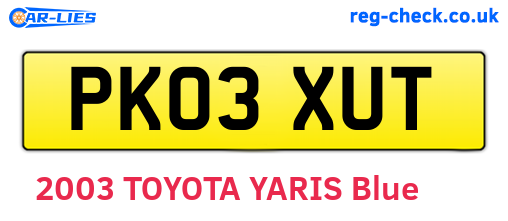 PK03XUT are the vehicle registration plates.