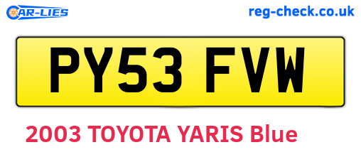 PY53FVW are the vehicle registration plates.