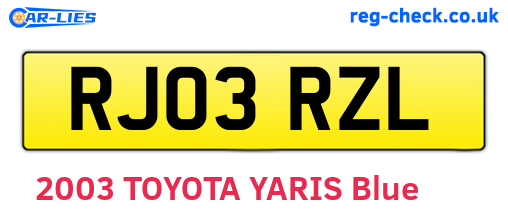 RJ03RZL are the vehicle registration plates.