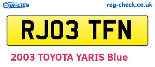 RJ03TFN are the vehicle registration plates.