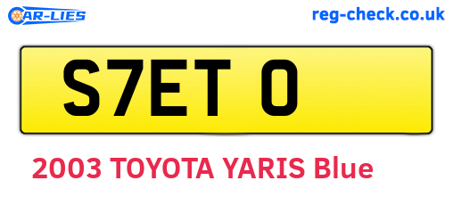 S7ETO are the vehicle registration plates.