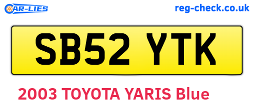 SB52YTK are the vehicle registration plates.