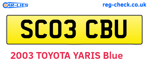 SC03CBU are the vehicle registration plates.