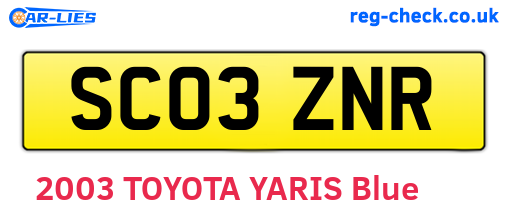 SC03ZNR are the vehicle registration plates.