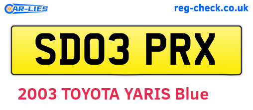 SD03PRX are the vehicle registration plates.