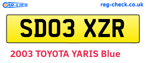 SD03XZR are the vehicle registration plates.