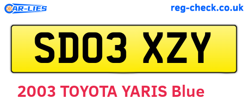 SD03XZY are the vehicle registration plates.