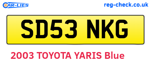 SD53NKG are the vehicle registration plates.