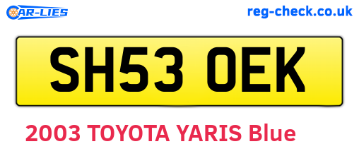 SH53OEK are the vehicle registration plates.