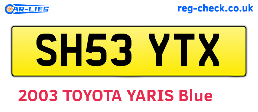 SH53YTX are the vehicle registration plates.