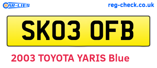 SK03OFB are the vehicle registration plates.