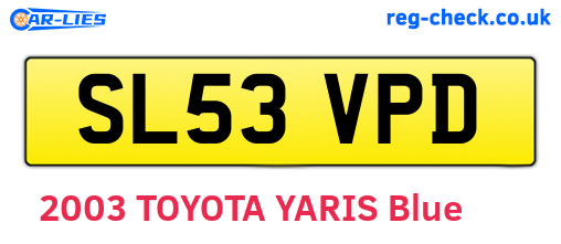 SL53VPD are the vehicle registration plates.