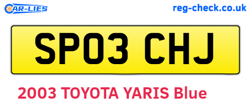 SP03CHJ are the vehicle registration plates.