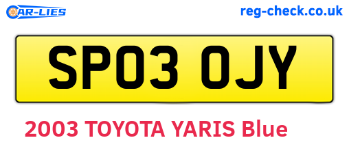 SP03OJY are the vehicle registration plates.