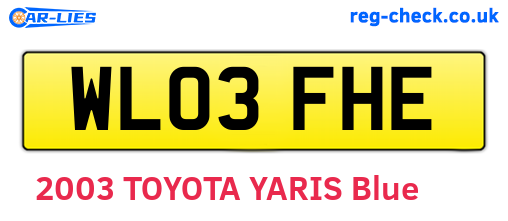WL03FHE are the vehicle registration plates.