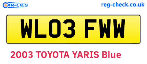 WL03FWW are the vehicle registration plates.