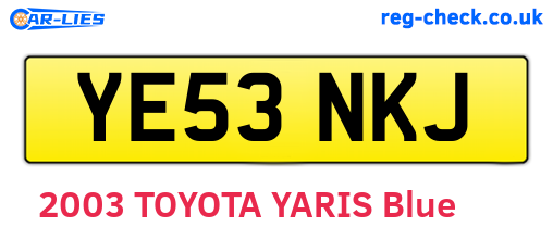 YE53NKJ are the vehicle registration plates.